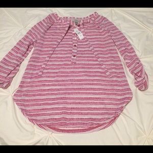 LOFT Pink Striped Women's Top